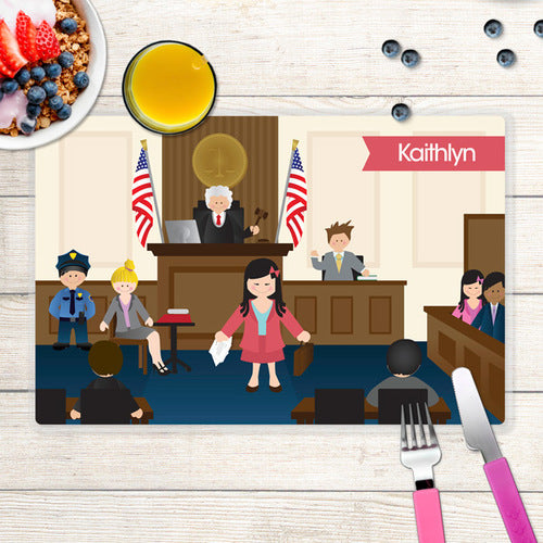 Legally Correct Girl Personalized Kids Placemat - Give Wink