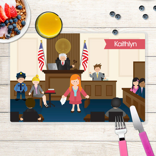 Legally Correct Girl Personalized Kids Placemat - Give Wink