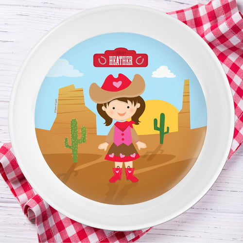 Cowgirl Personalized Kids Bowl - Give Wink