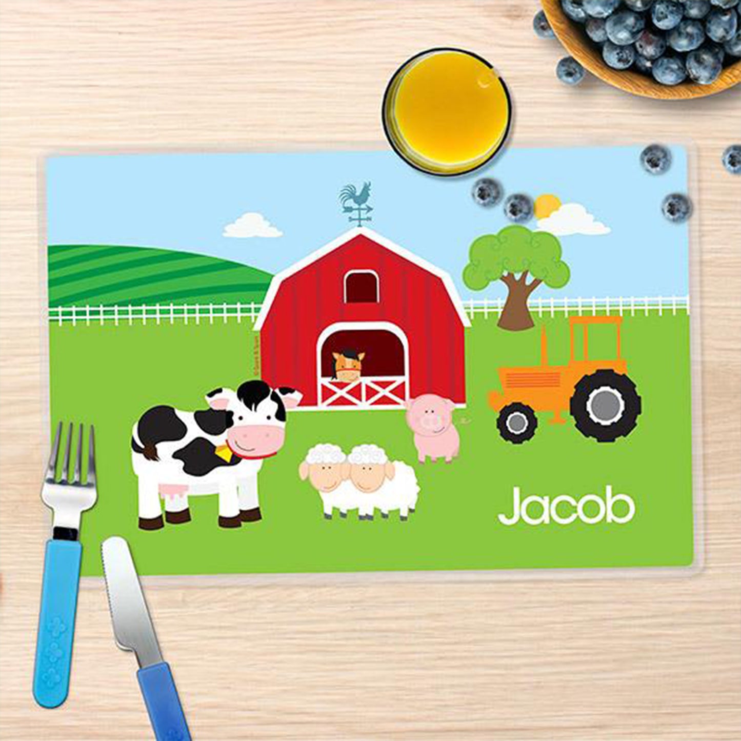 A Day in the Farm Personalized Kids Placemat - Give Wink