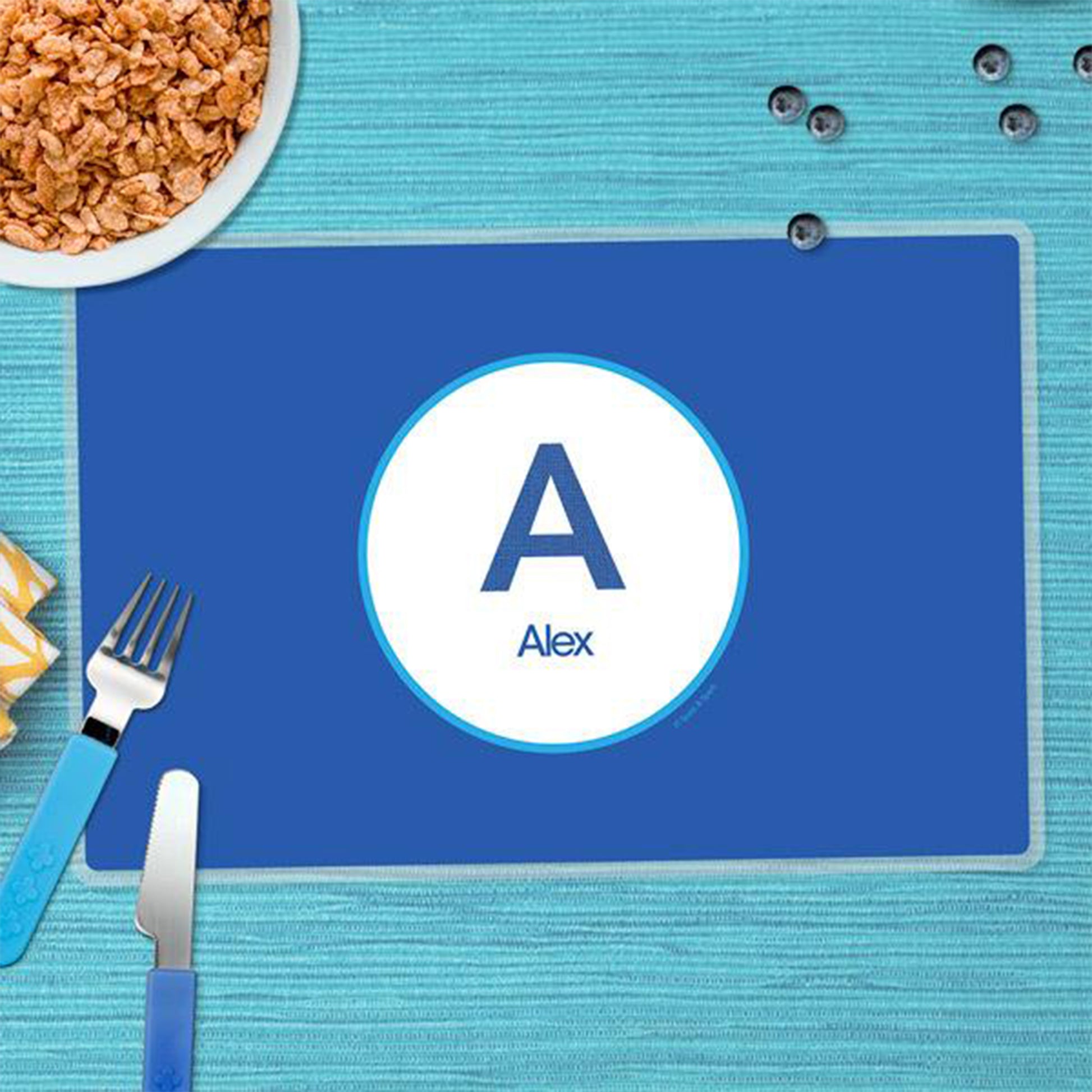 A Linen Blue Letter Personalized Kids Placemat - Give Wink