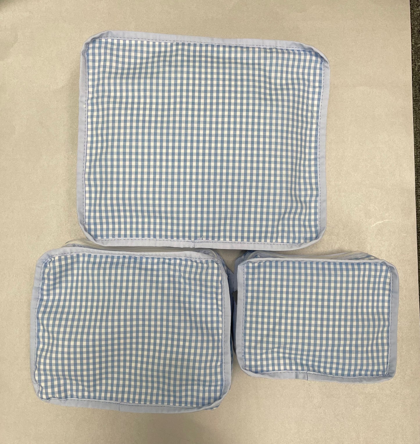 Personalized Gingham Baby Blue Organizing Trio - Give Wink