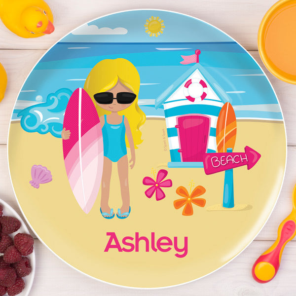 Beach Girl Personalized Kids Plates - Give Wink