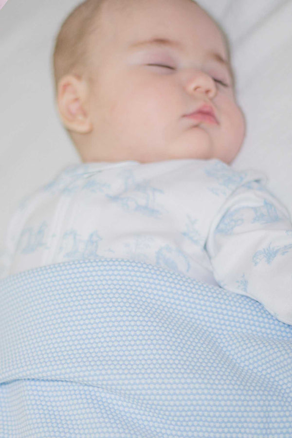 Pima Cotton Bubble Receiving Blanket Blue - Give Wink