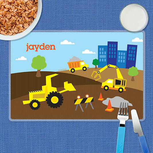 Construction Site Personalized Kids Placemat - Give Wink