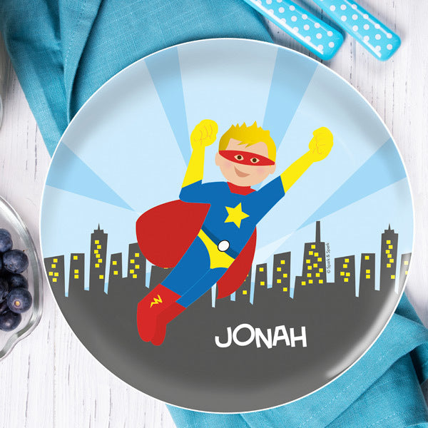 Cool Superhero Personalized Kids Plates - Give Wink