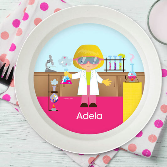 Cool Scientist Girl Personalized Kids Bowl - Give Wink