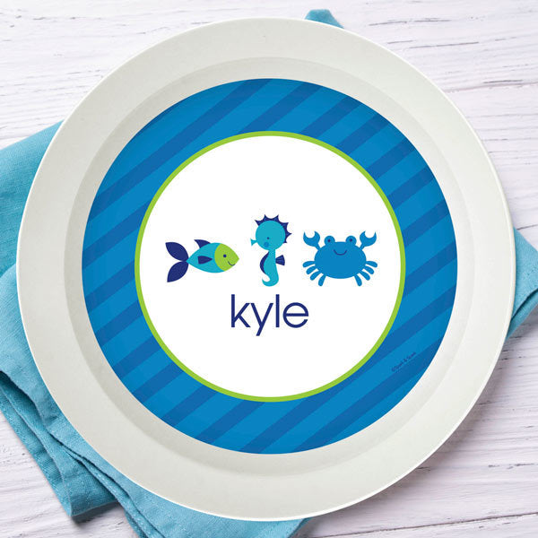 Cute Undersea Creatures Personalized Kids Bowl - Give Wink