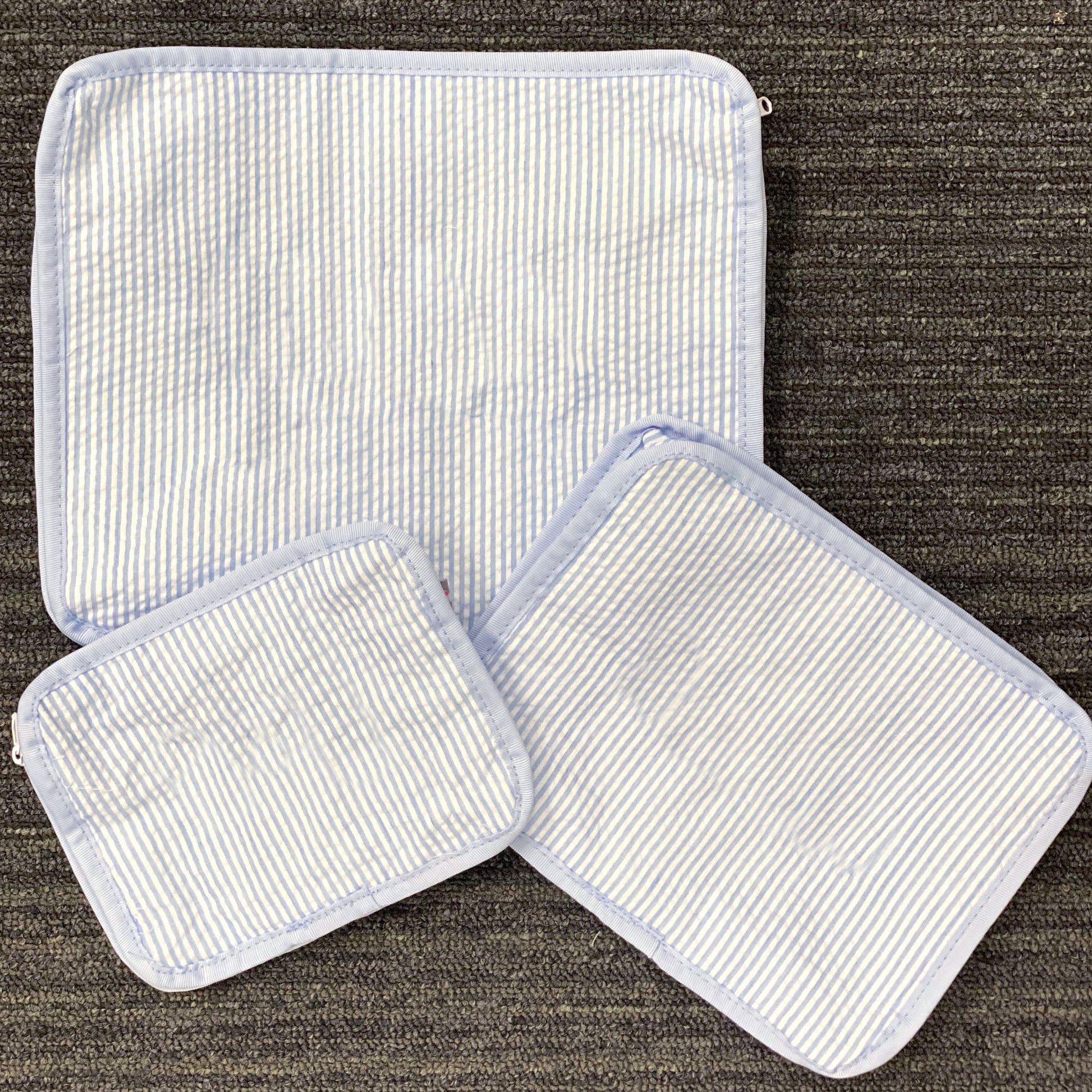 Personalized Seersucker Baby Blue Organizing Trio - Give Wink