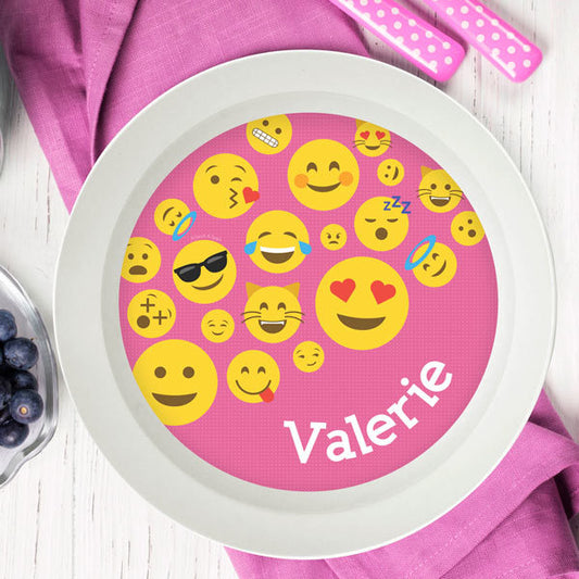 Pink Emoji Personalized Kids Bowl - Give Wink