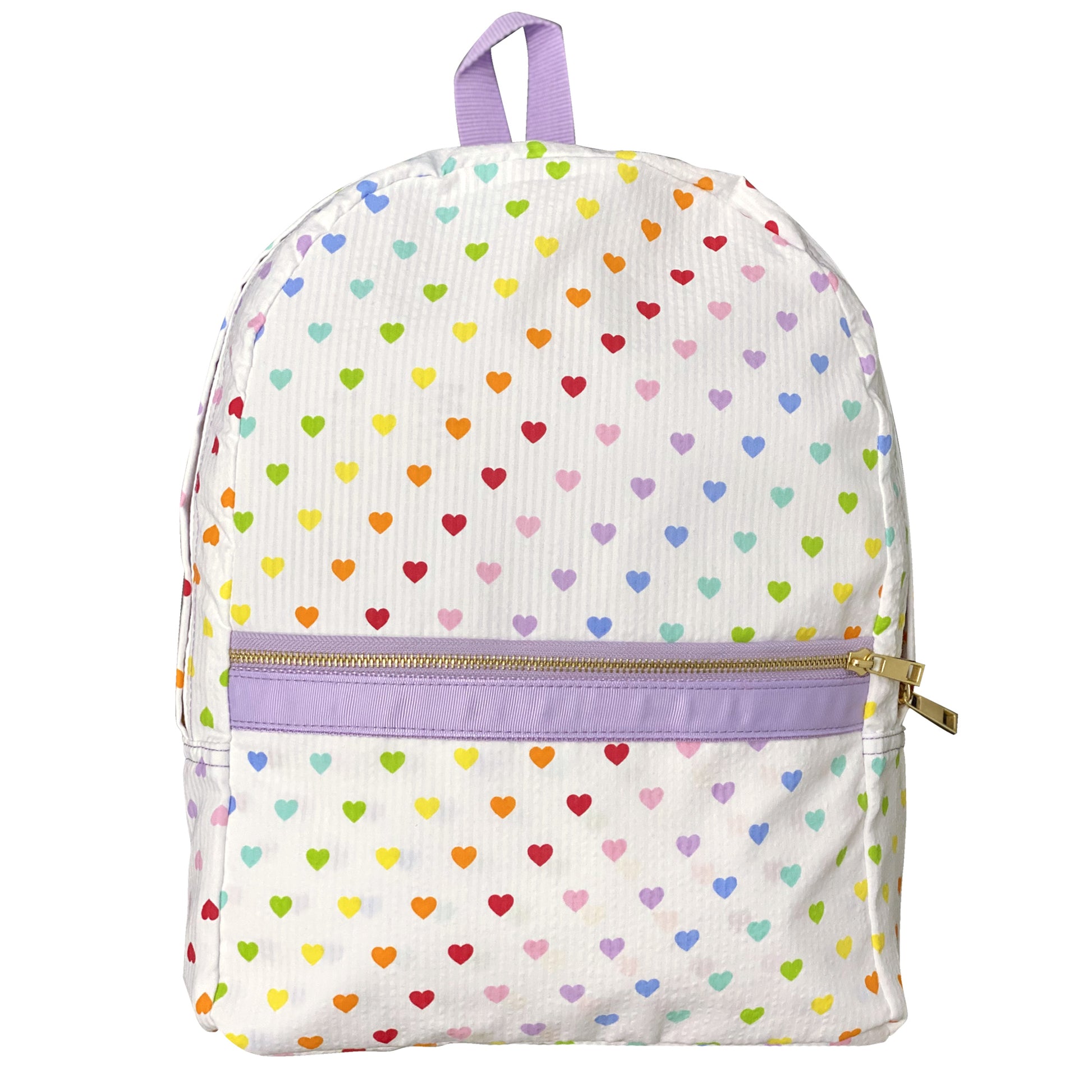 Personalized Seersucker Tiny Hearts Large Backpack - Give Wink