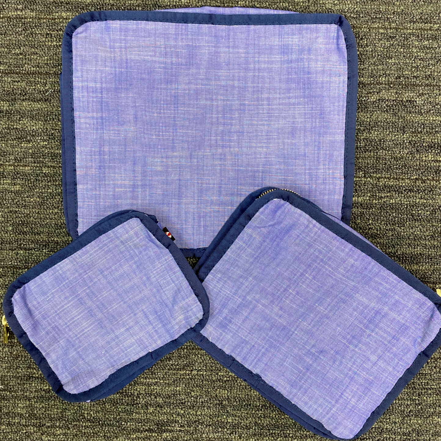 Personalized Chambray Blue Navy Organizing Trio - Give Wink