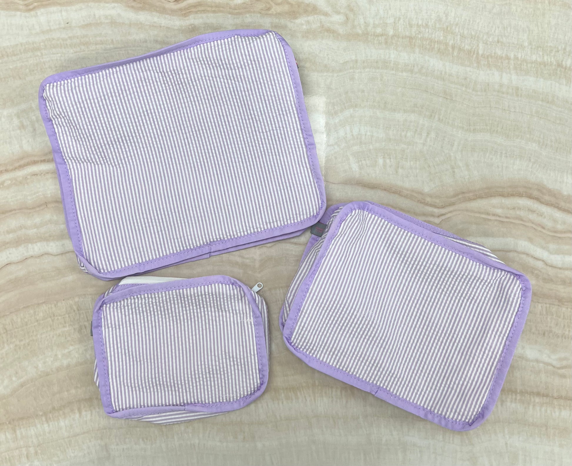 Personalized Seersucker Lilac Organizing Trio - Give Wink