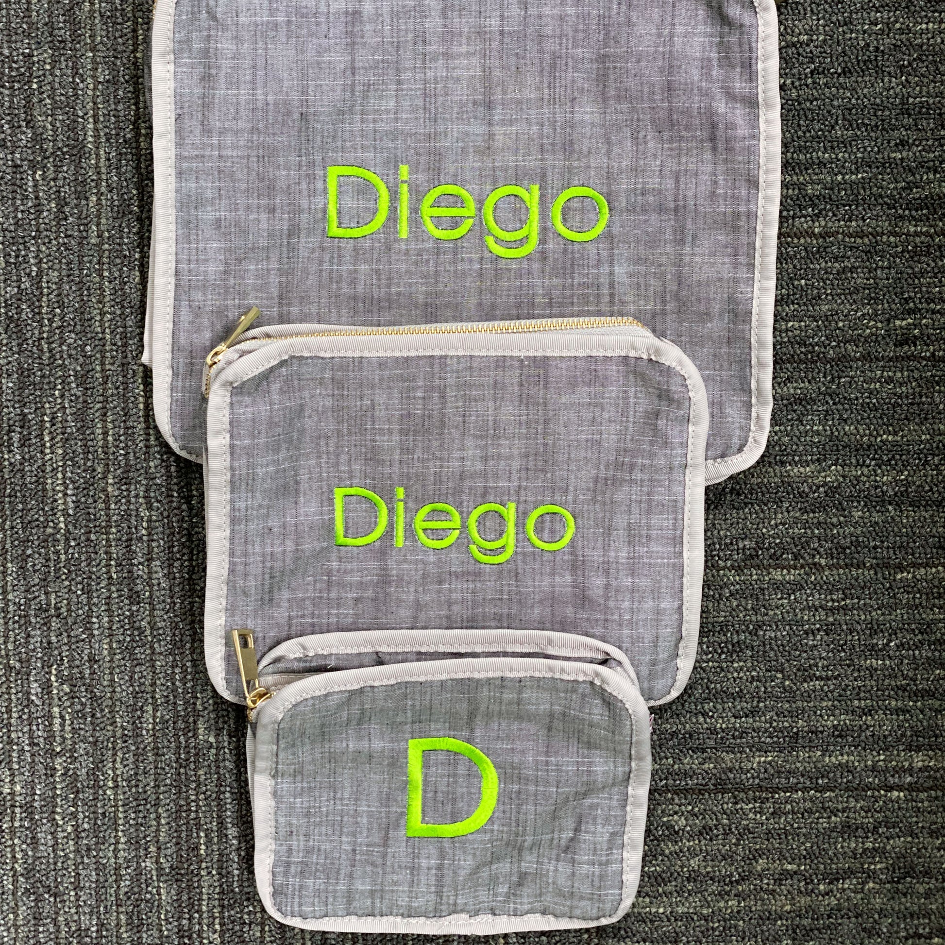 Personalized Chambray Grey Organizing Trio - Give Wink