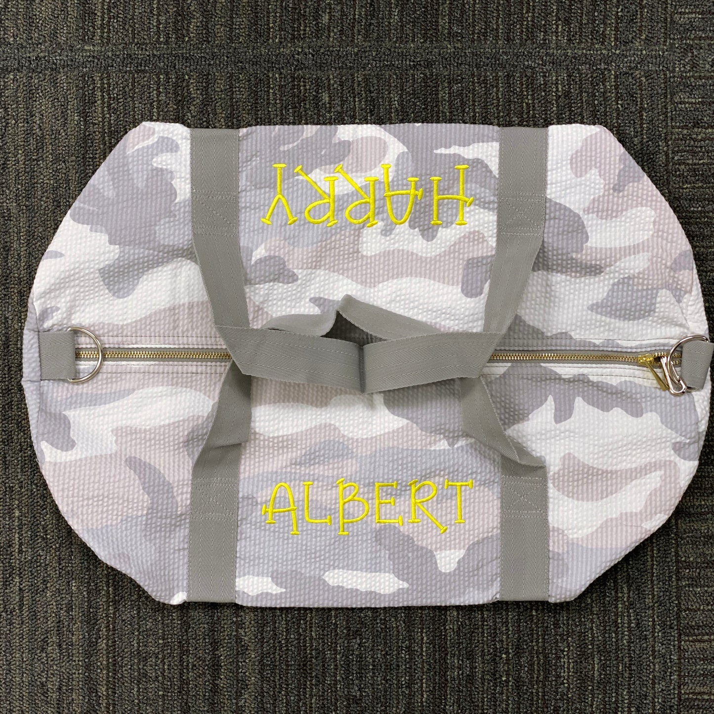 Personalized Seersucker Snow Camo Duffel Bag - Give Wink