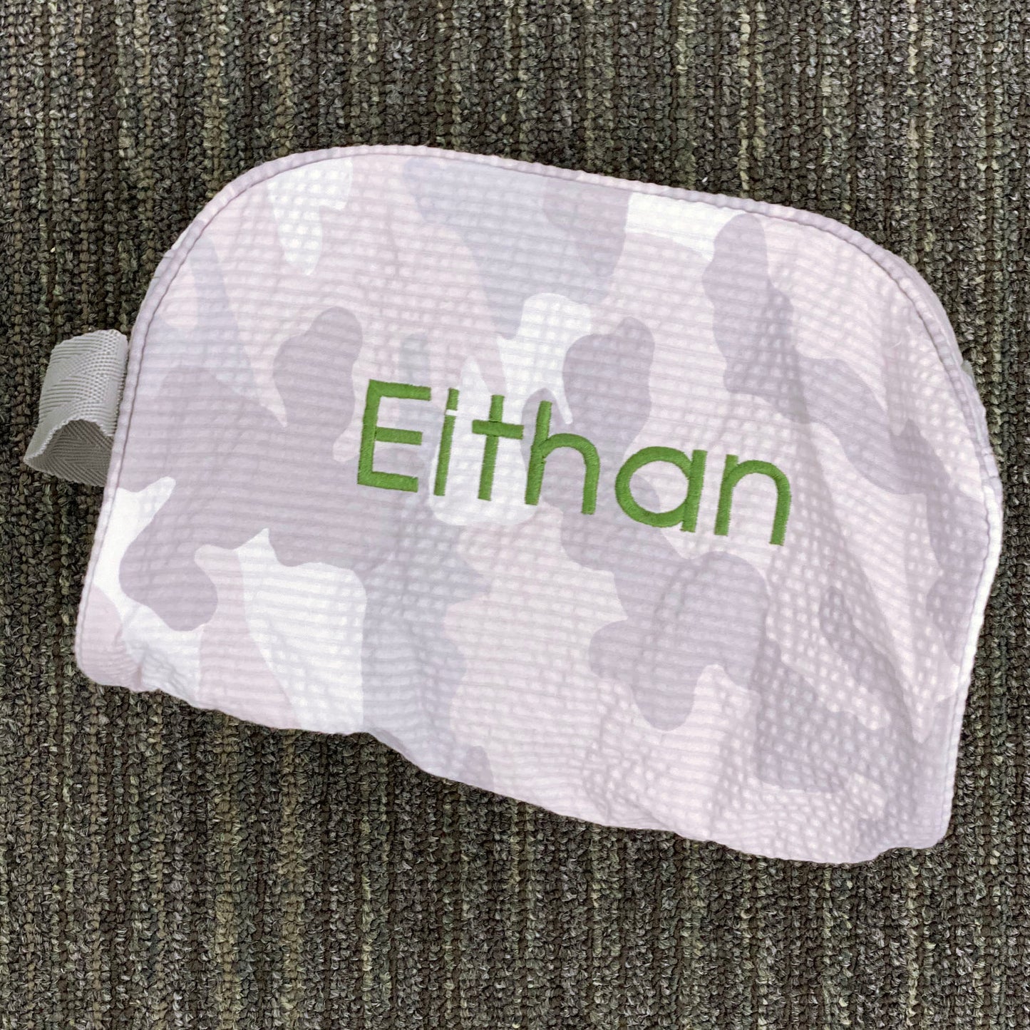 Personalized Seersucker Snow Camo Traveler Pouch - Give Wink