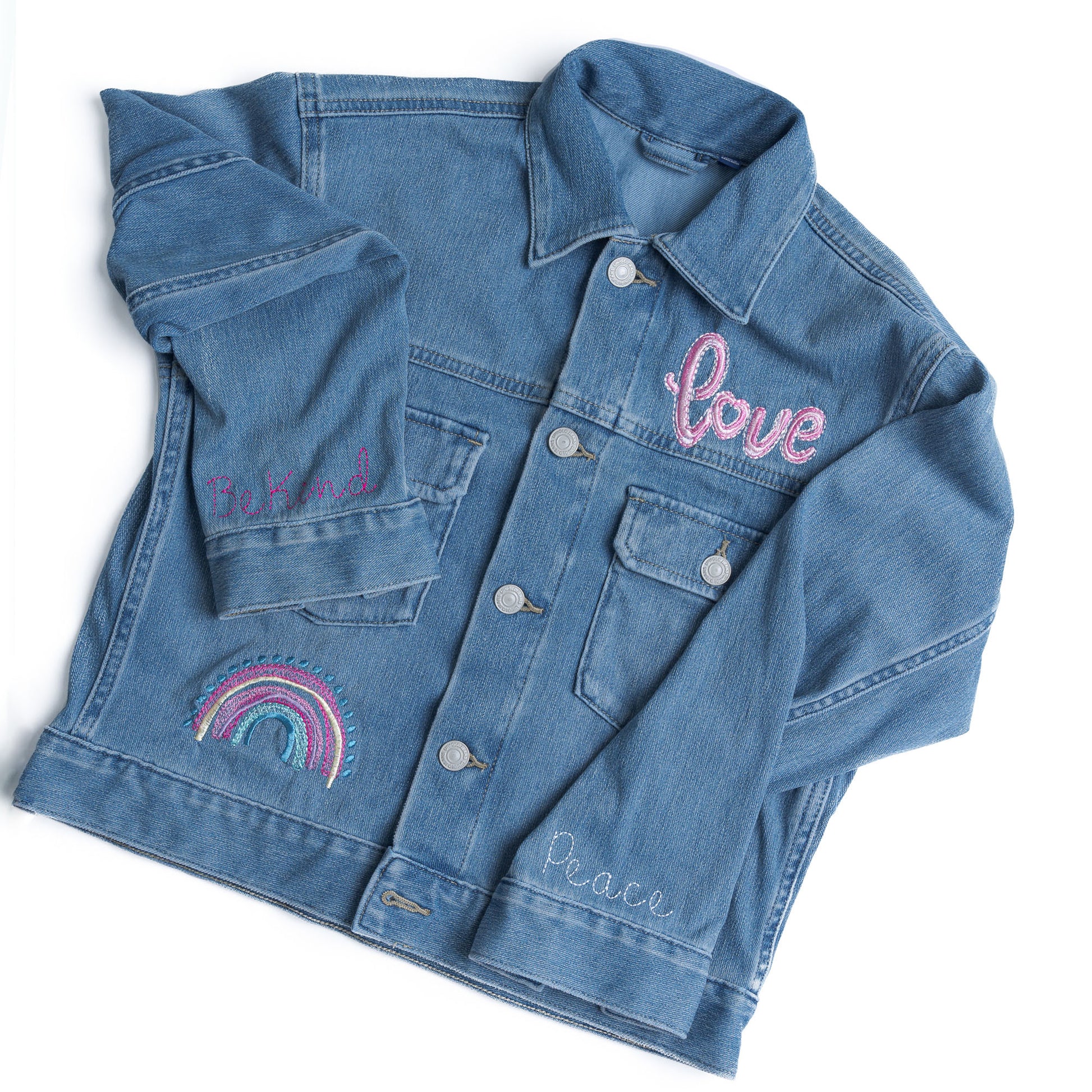 Kids Embroidered Denim Jacket - Give Wink