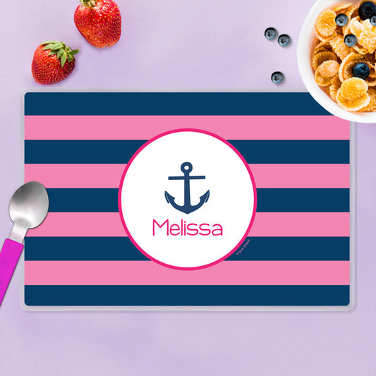 Let's Sail Pink Personalized Kids Placemat - Give Wink