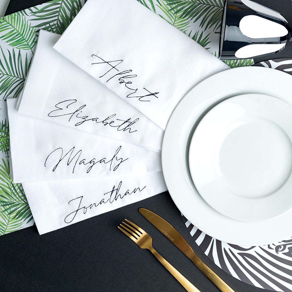 Personalized White Linen Napkins - Set of 12 – Give Wink