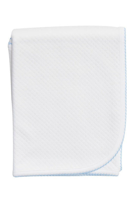 Pima Cotton Milano Receiving Blanket White/Blue - Give Wink
