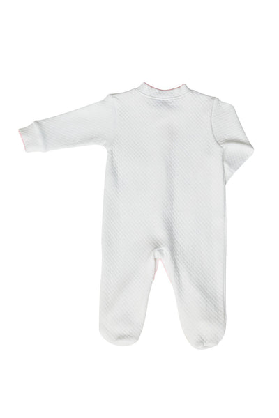 Pima Cotton Milano Baby Footie White/Pink - Give Wink