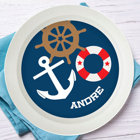 Nautical Ways Personalized Kids Bowl - Give Wink