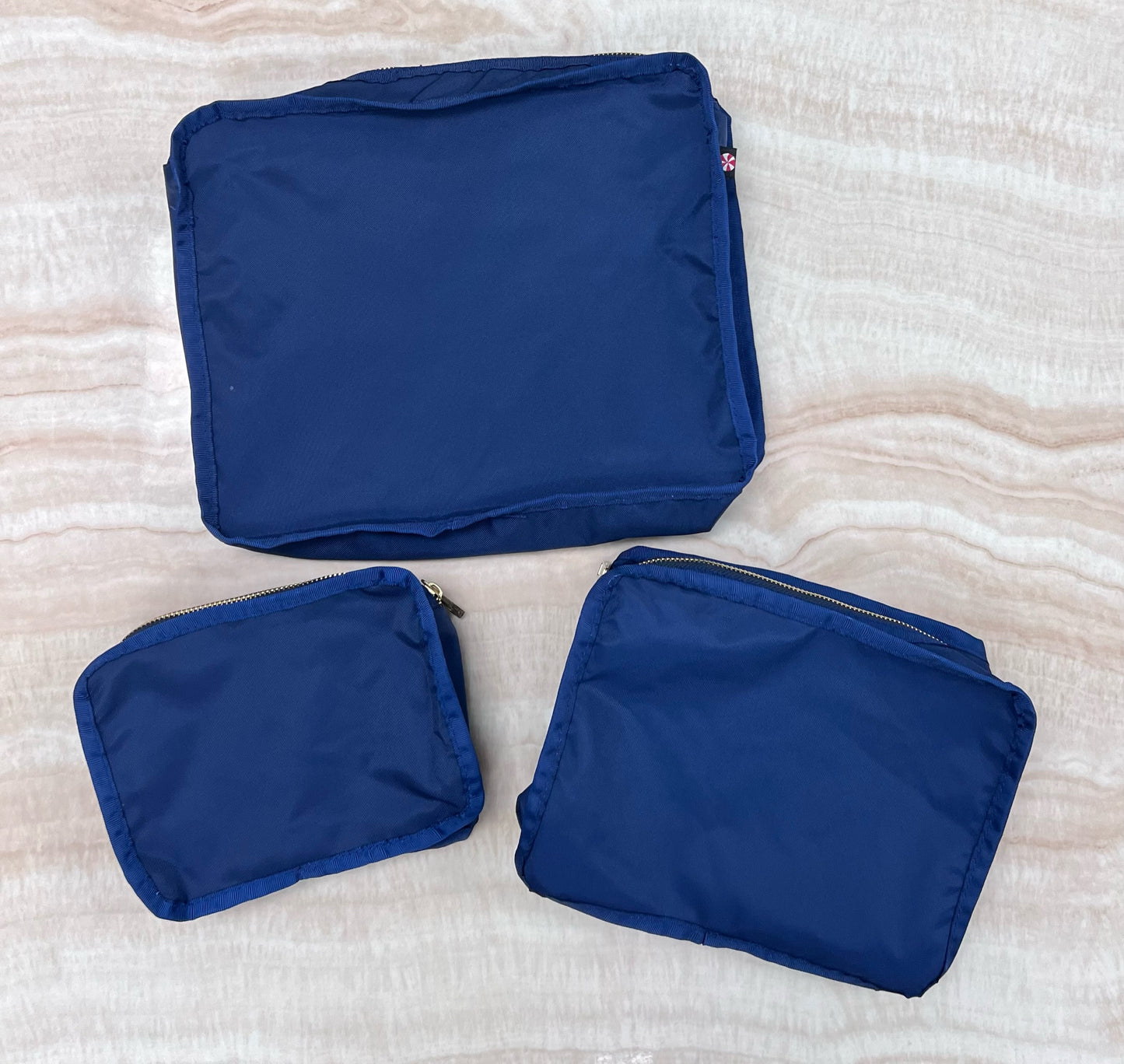 Personalized Nylon Blue Navy Brass Organizing Trio - Give Wink