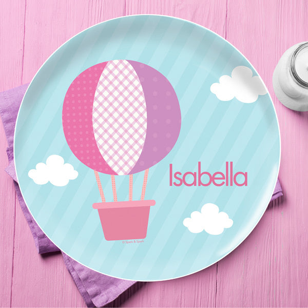 Hot Air Balloon Personalized Kids Plates - Give Wink