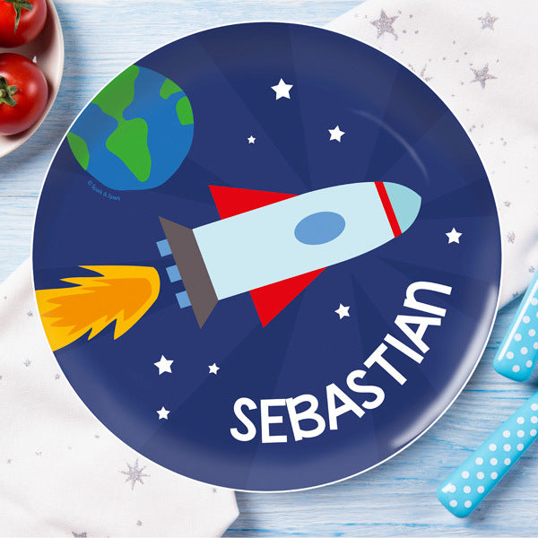 Rocket on the Sky Personalized Kids Plates - Give Wink