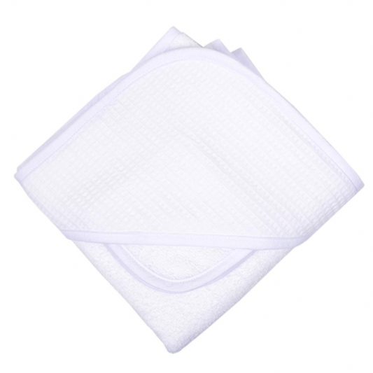 Personalized Seersucker Stripe Pique Infant Hooded Towel & Washcloth Set - White - Give Wink