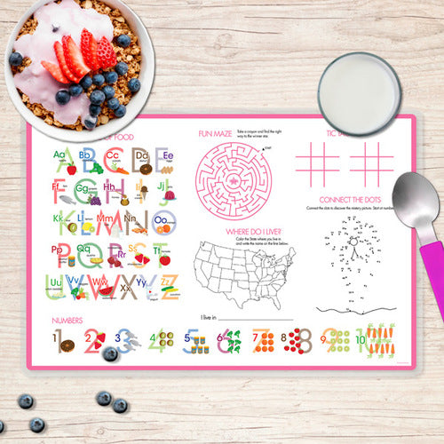Shiny Bold Flowers Personalized Kids Placemat - Give Wink