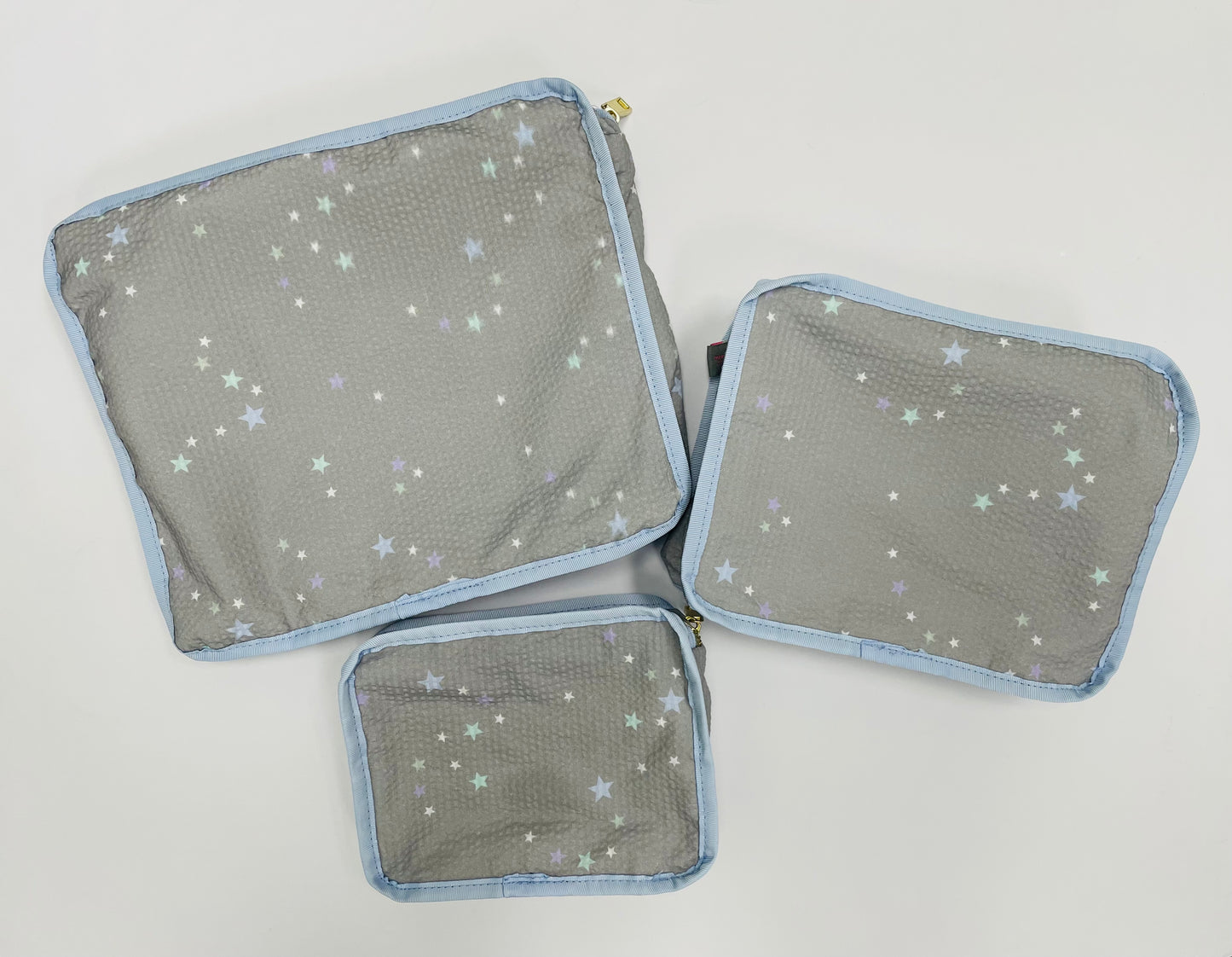 Personalized Seersucker Little Stars Organizing Trio - Give Wink