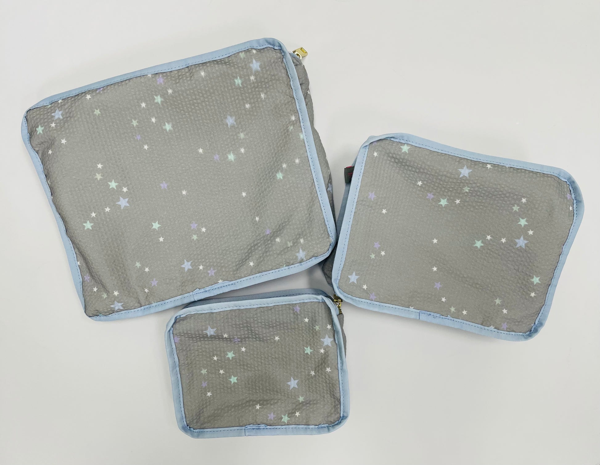 Personalized Seersucker Little Stars Organizing Trio - Give Wink