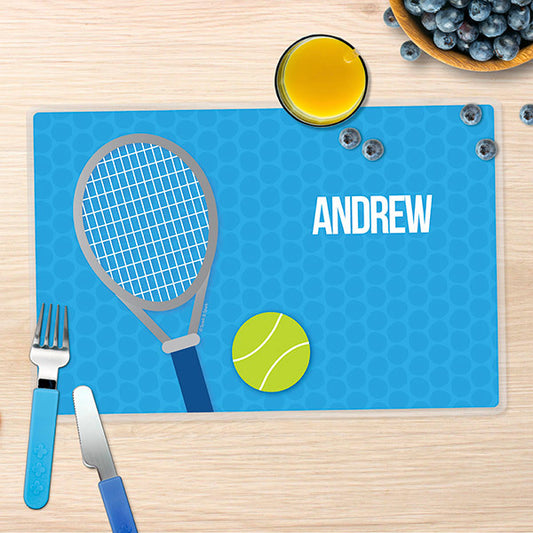 Tennis Fan Boy Personalized Kids Placemat - Give Wink