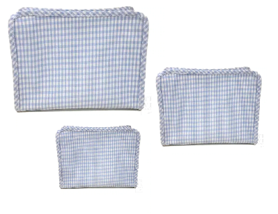 Personalized Nylon Mist Gingham Set of 3 Pouches - Give Wink