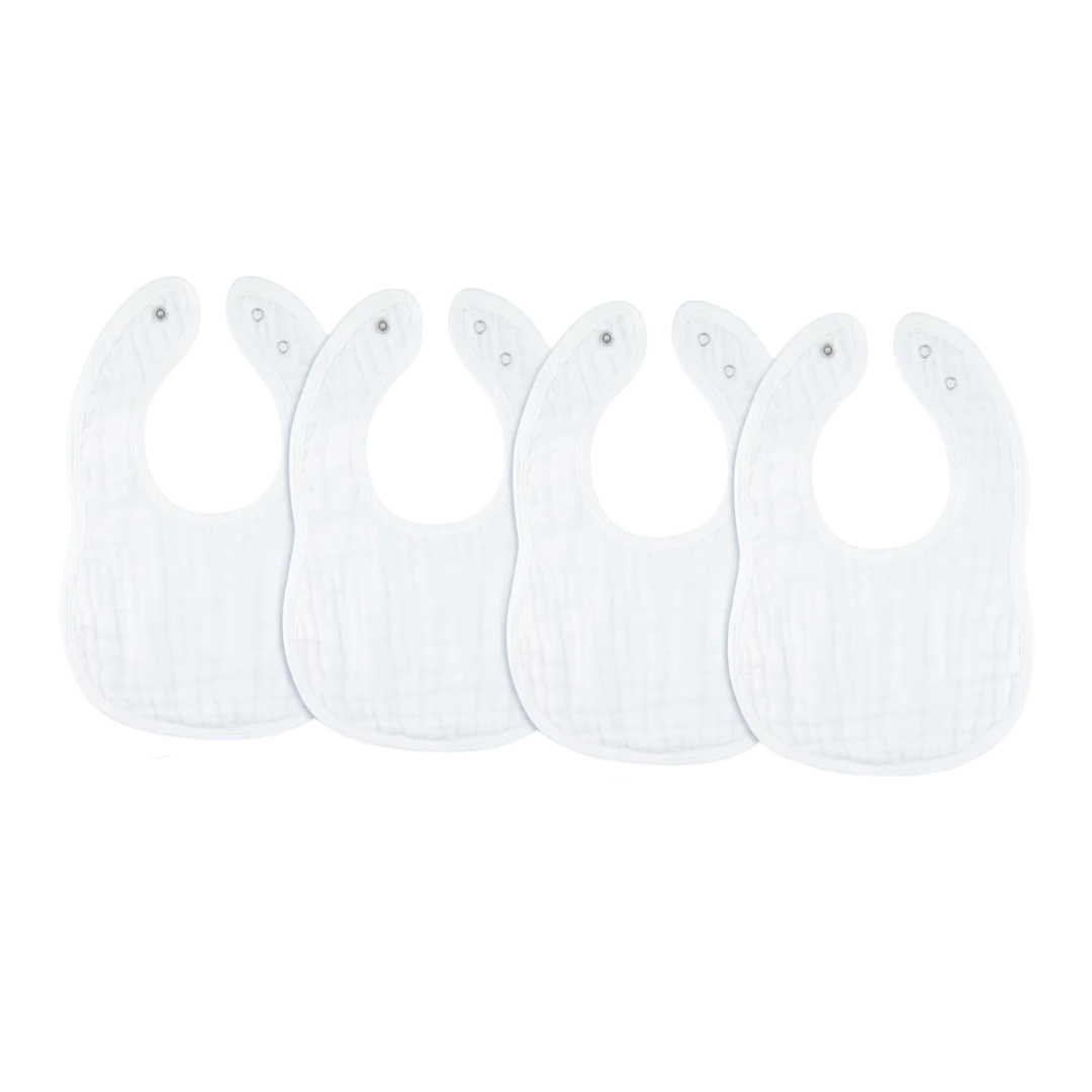 Personalized White Muslin Cotton Set of 4 Baby Bibs - Give Wink