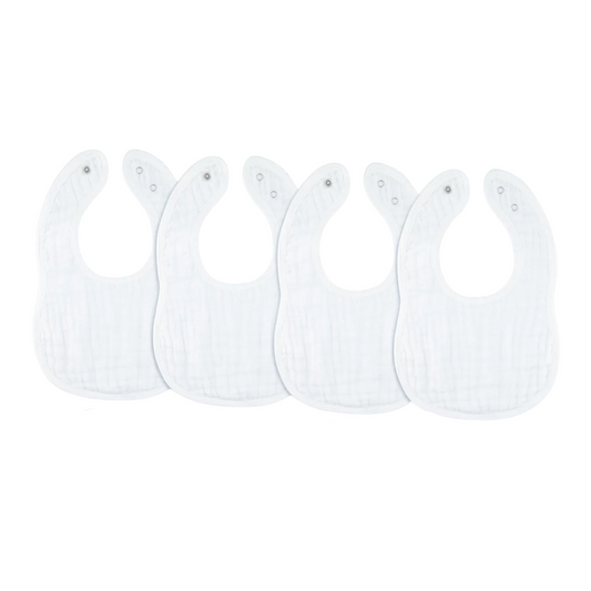 Personalized White Muslin Cotton Set of 4 Baby Bibs - Give Wink
