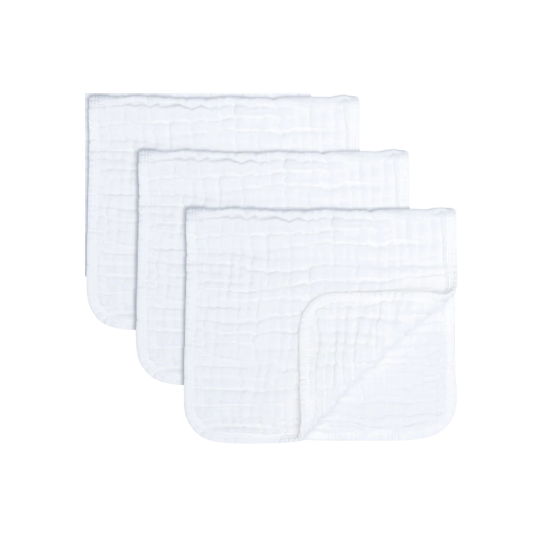Personalized White Muslin Cotton Set of 3 Burp Cloths - Give Wink