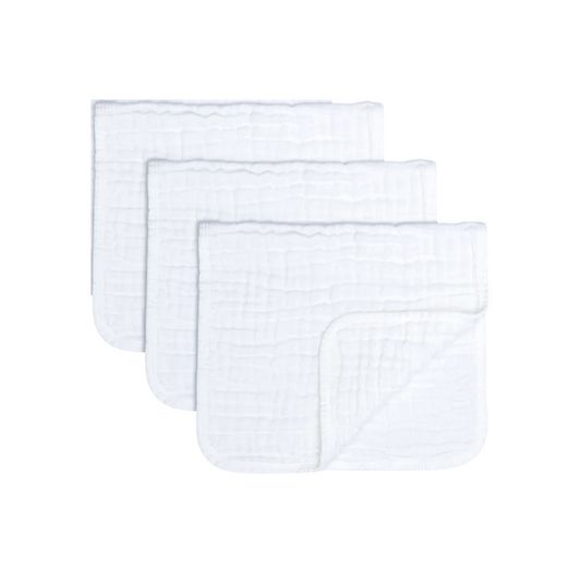 Personalized White Muslin Cotton Set of 3 Burp Cloths - Give Wink