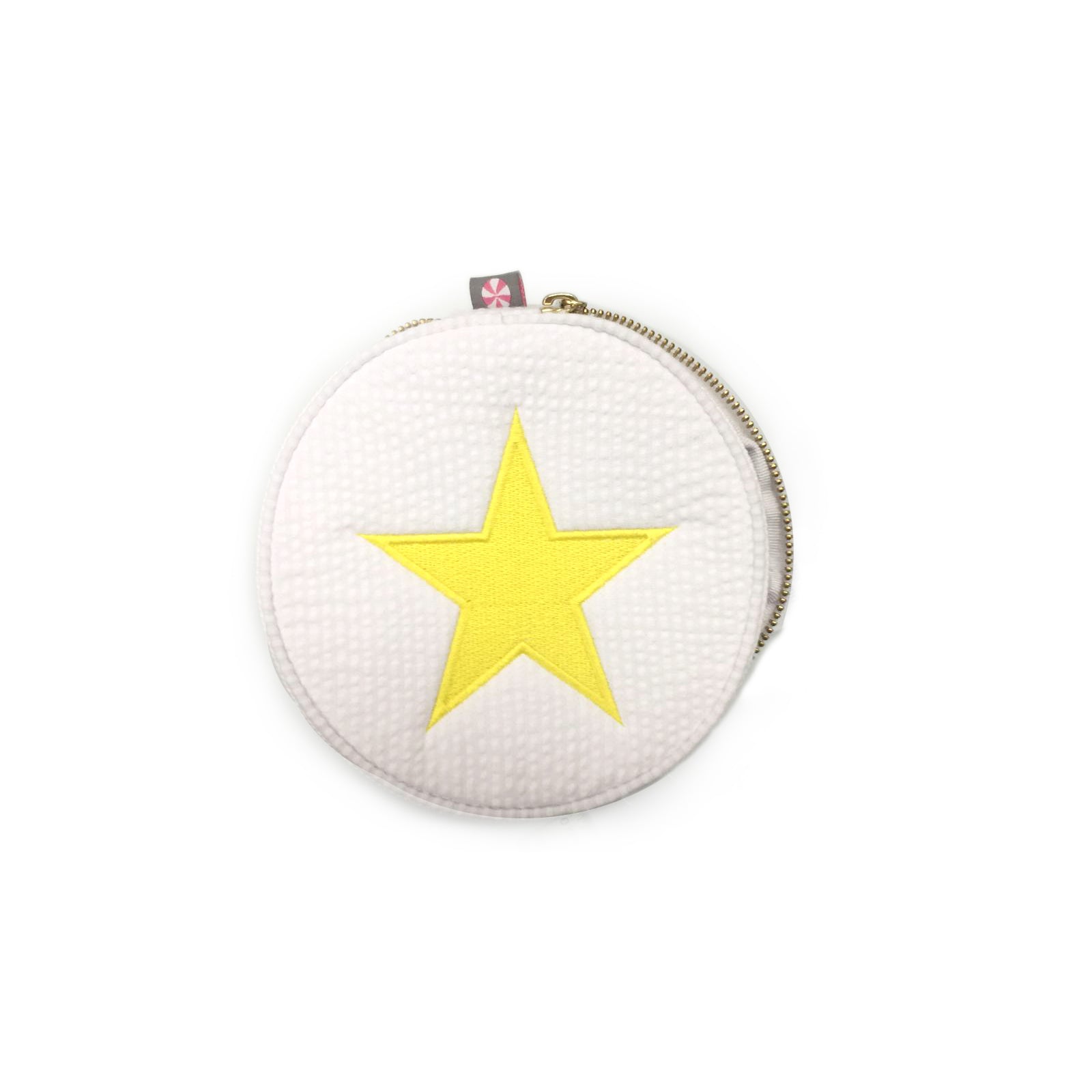 Personalized Seersucker White Round Multi Purpose Pouch - Give Wink