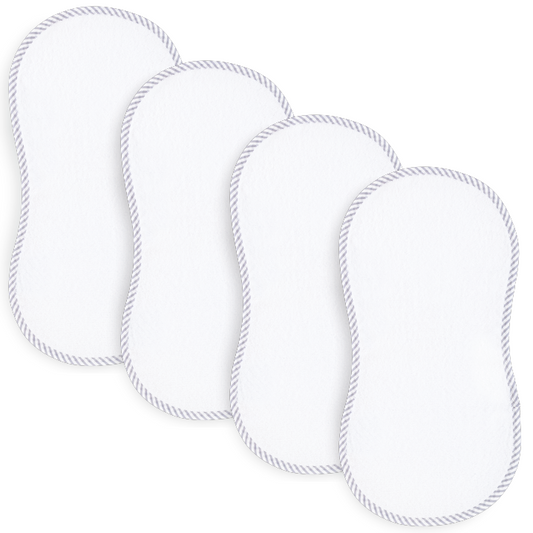 Personalized Organic Bamboo Seersucker Grey Terry Burp Cloths 4 Pack - Give Wink