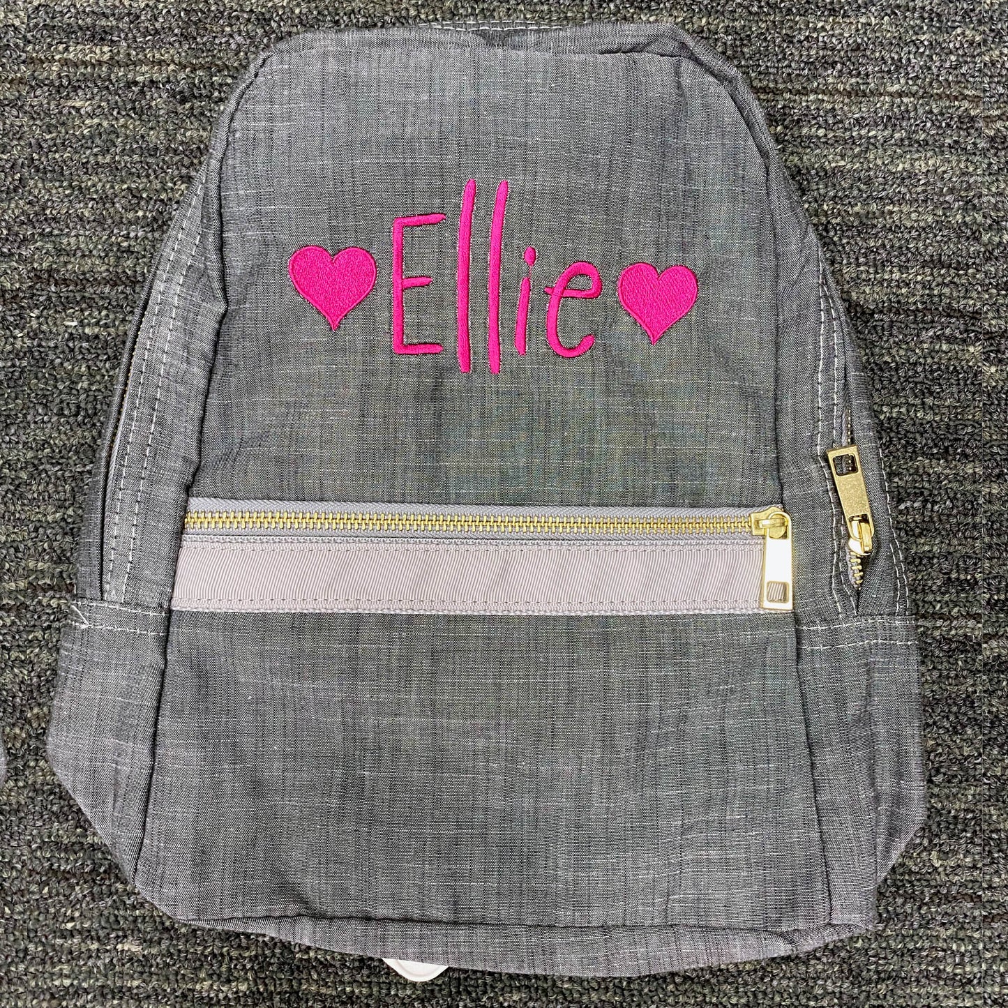 Personalized Chambray Grey Small Backpack - Give Wink