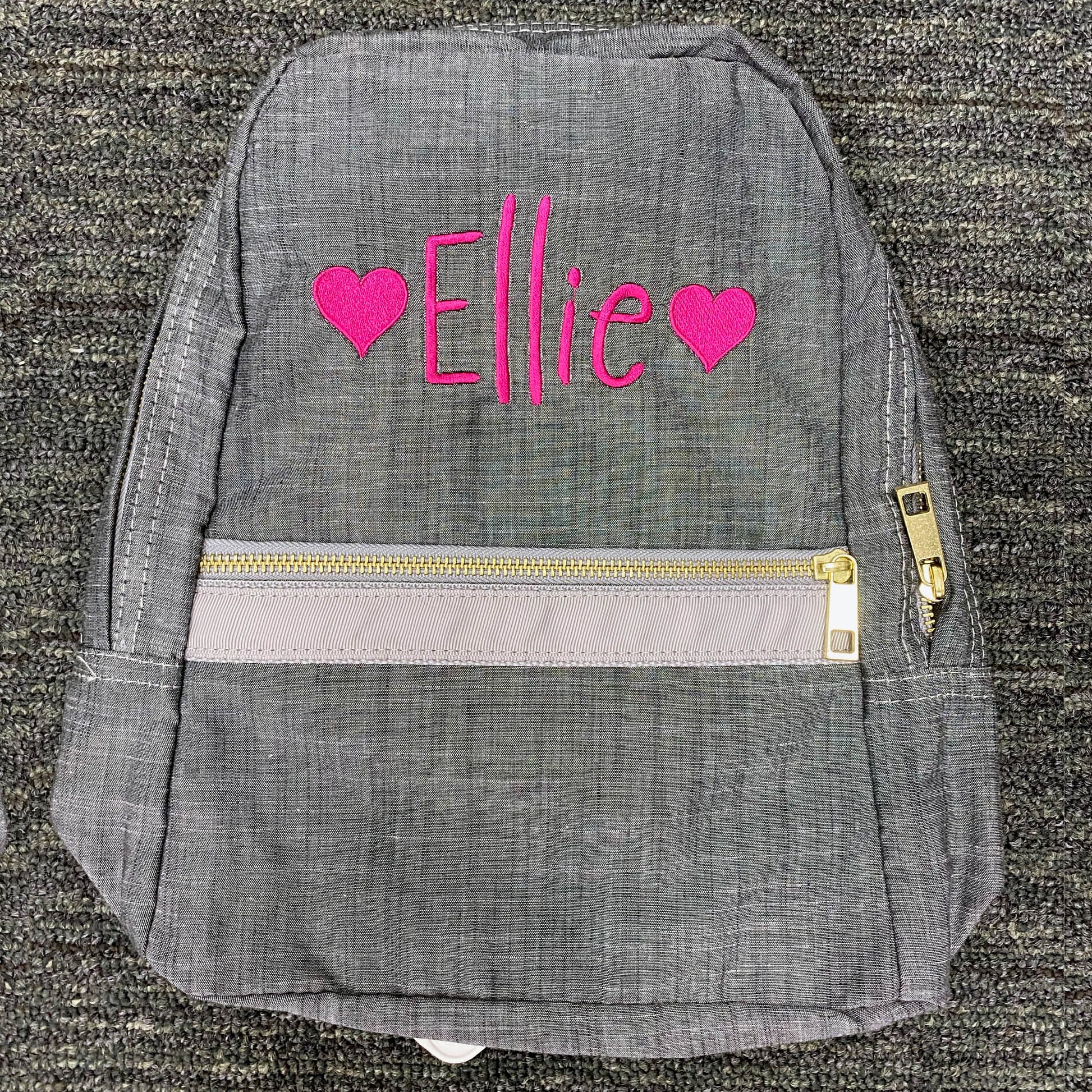 Personalized Chambray Grey Small Backpack - Give Wink