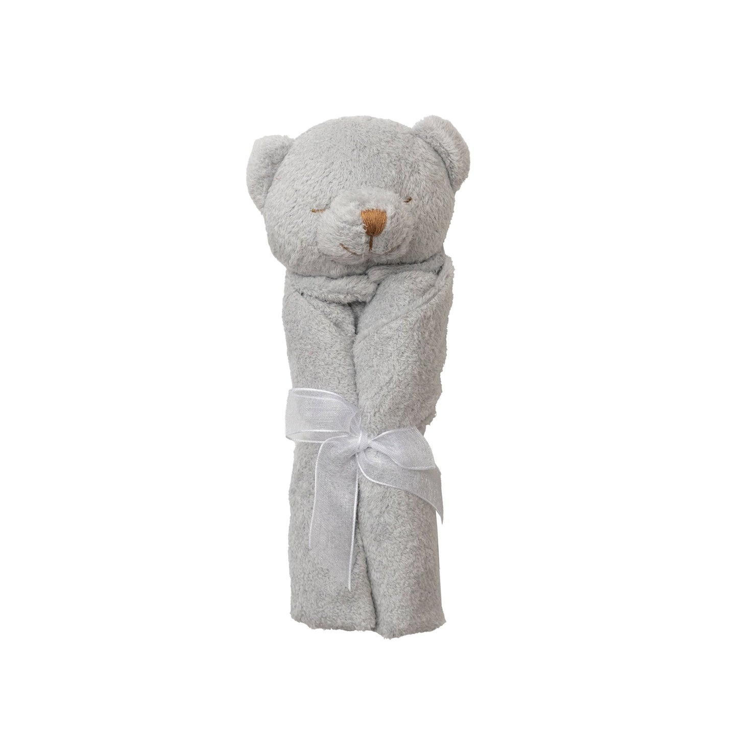Personalized Grey Bear Baby Lovie Blankie - Give Wink