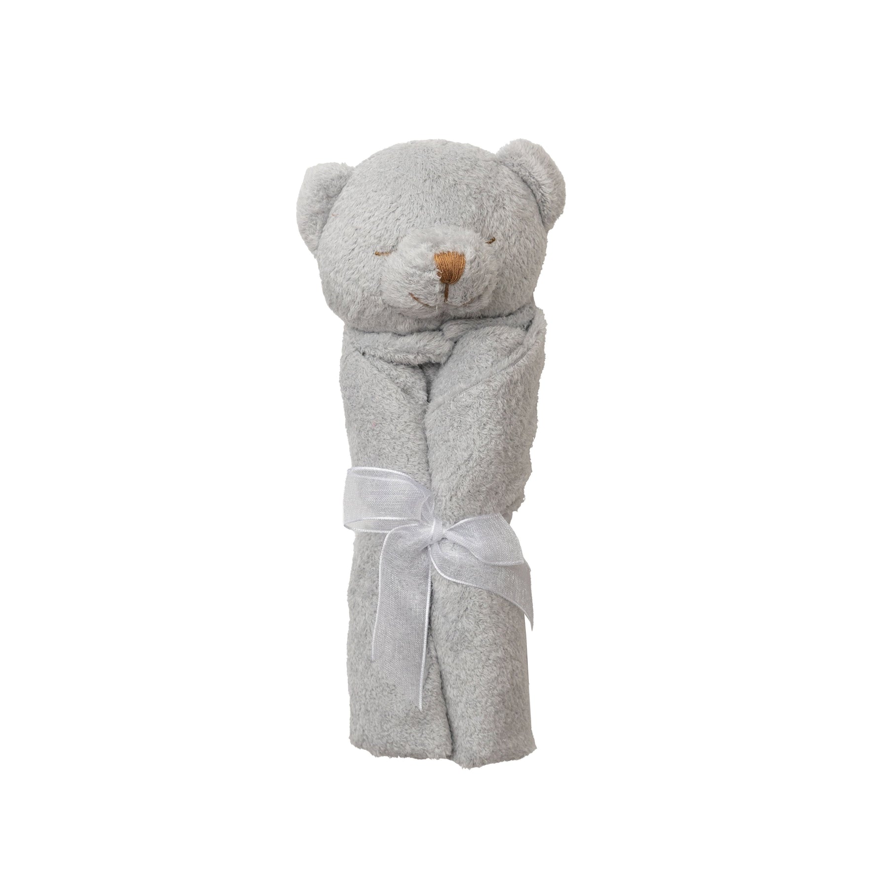 Personalized Grey Bear Baby Lovie Blankie - Give Wink