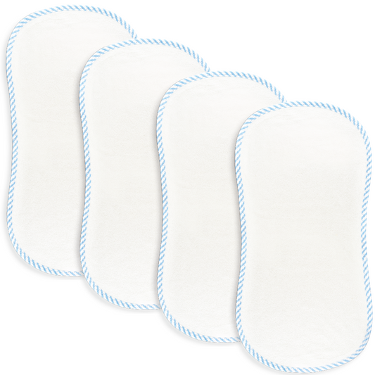 Personalized Organic Bamboo Seersucker Blue Terry Burp Cloths 4 Pack - Give Wink
