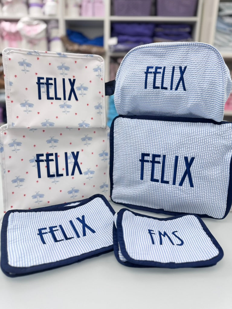 Personalized Seersucker Skipper Organizing Trio - Give Wink