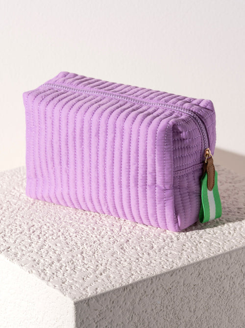 Ezra Quilted Nylon Boxy Cosmetic Pouch Set - Lilac - Give Wink