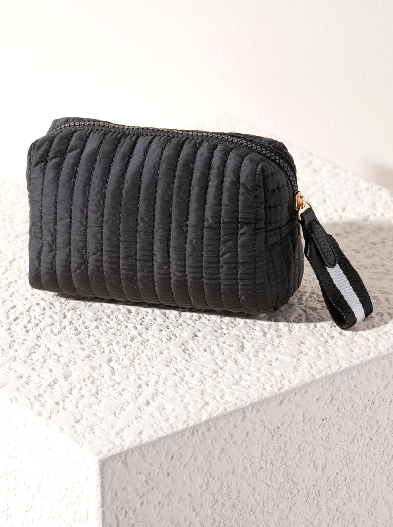 Ezra Quilted Nylon Boxy Cosmetic Pouch Set - Black - Give Wink