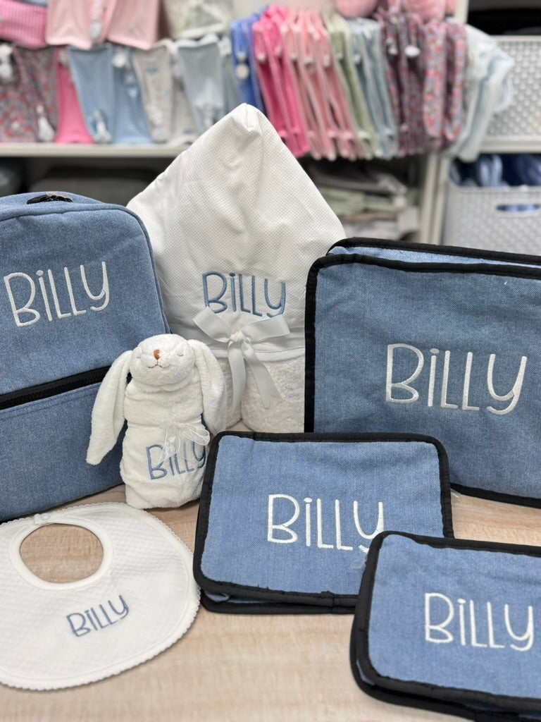 Personalized White Seersucker Stripe Baby Hooded Towel - Give Wink